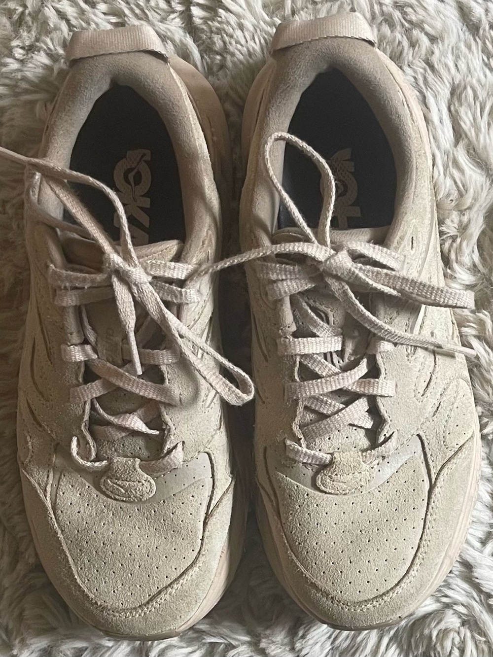 Hoka One One Women's Sneakers in Light Tan Suede